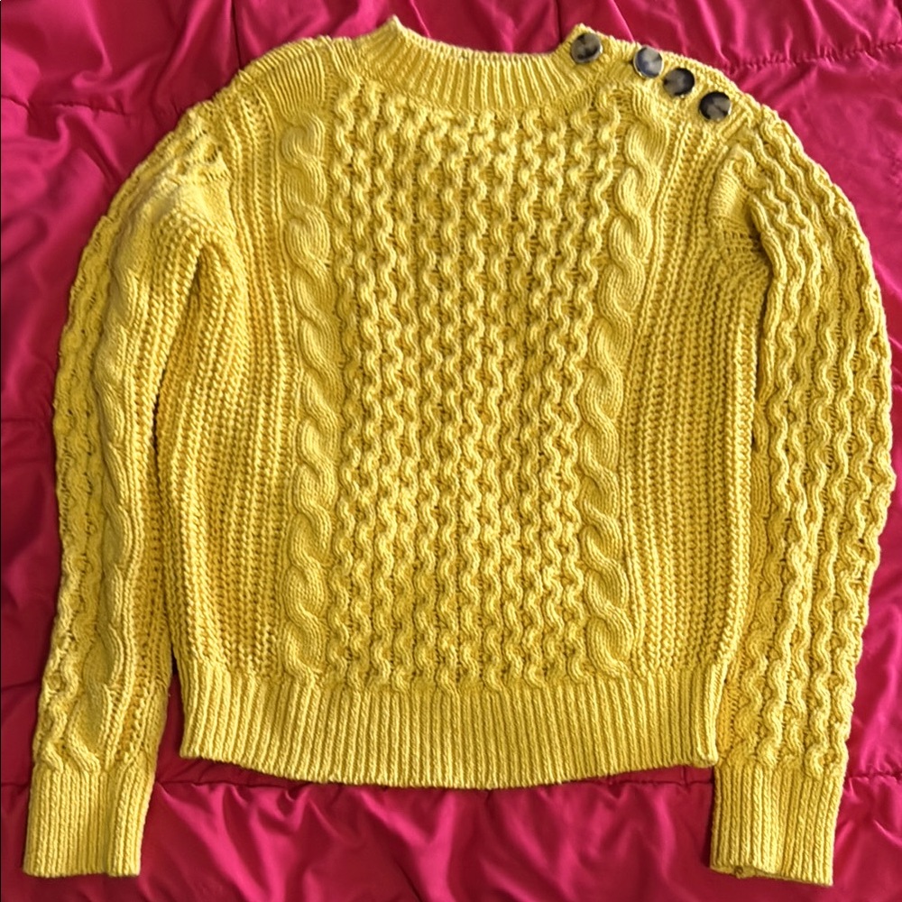 Ann Taylor Mixed Cable Shoulder Button Sweater